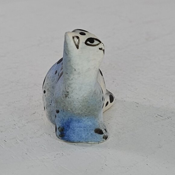 Ceramic Spotted Leopard Cat Figurine Blue Cheetah Jaguar Estate Find - Picture 2 of 8